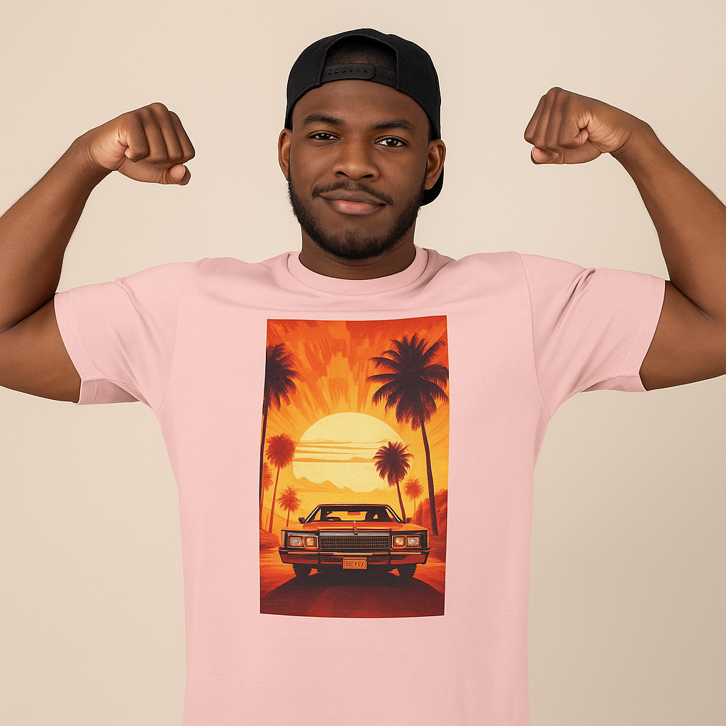 ☀️ Retro Sunset Drive – Unisex Graphic Tee