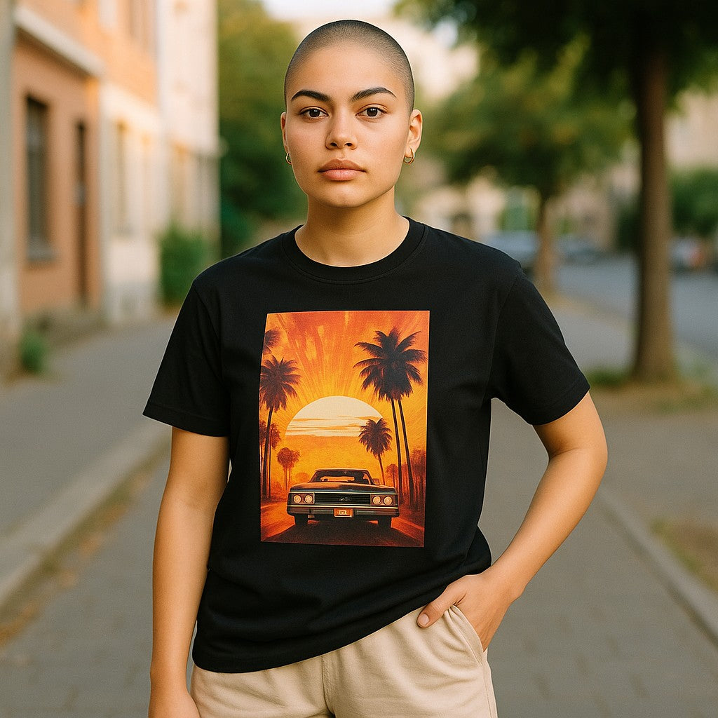 ☀️ Retro Sunset Drive – Unisex Graphic Tee