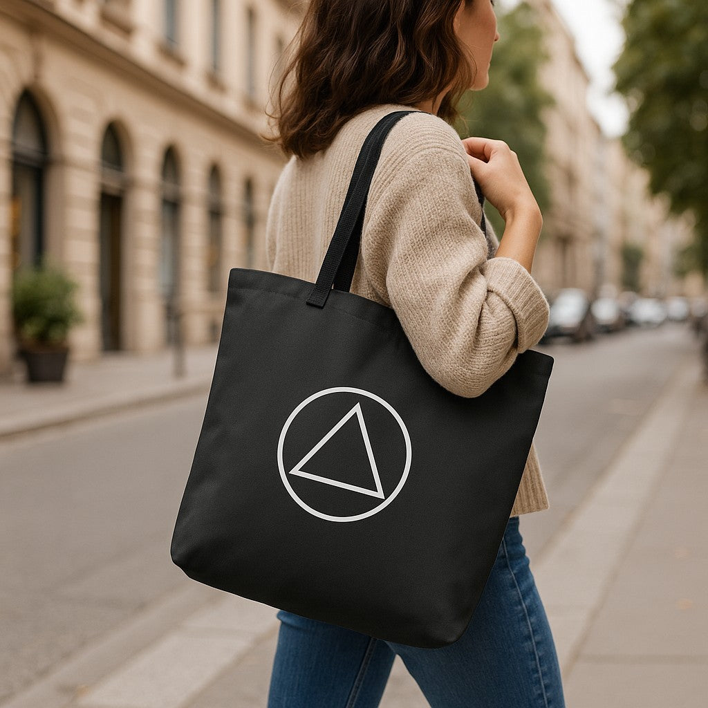 π€ Recovery Symbol Black Tote Bag β Bold, Minimal, Empowered