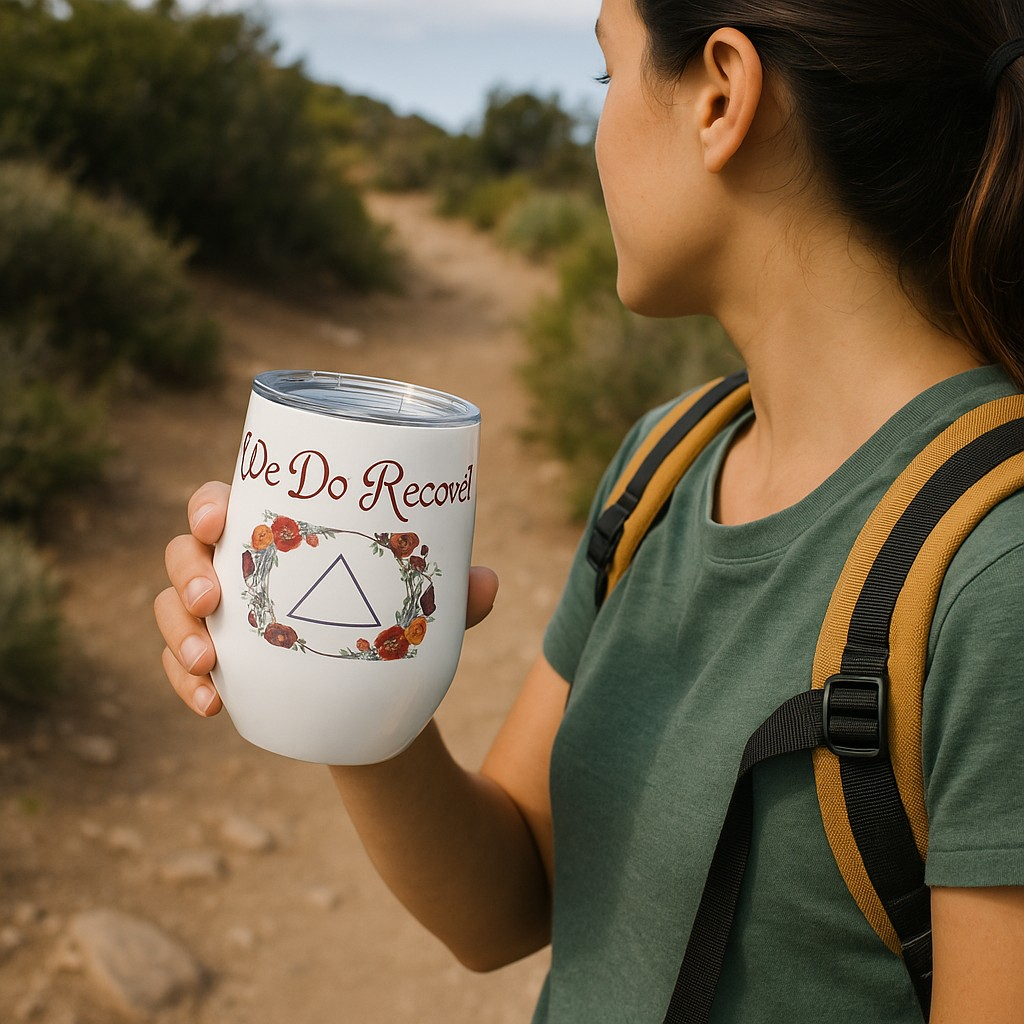 🌸 "We Do Recover" – 12oz Floral Recovery Tumbler