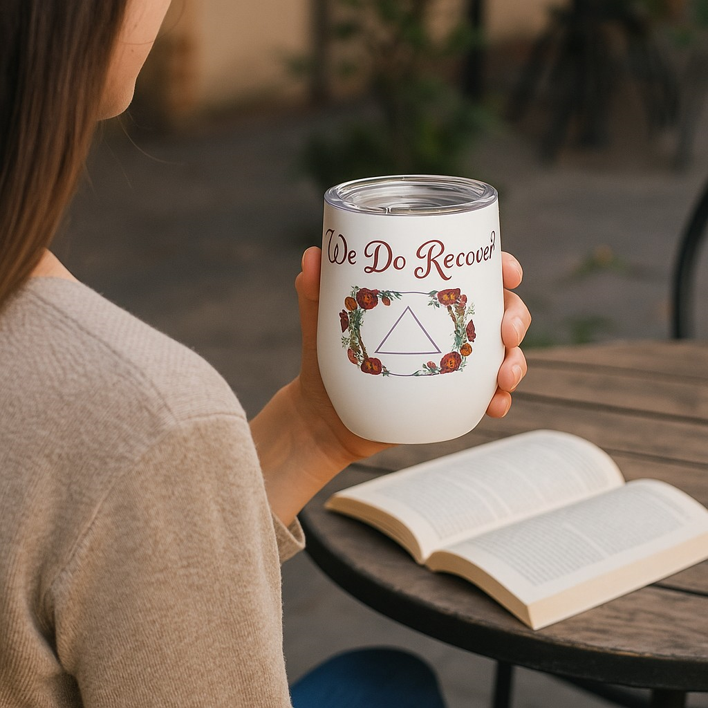 🌸 "We Do Recover" – 12oz Floral Recovery Tumbler