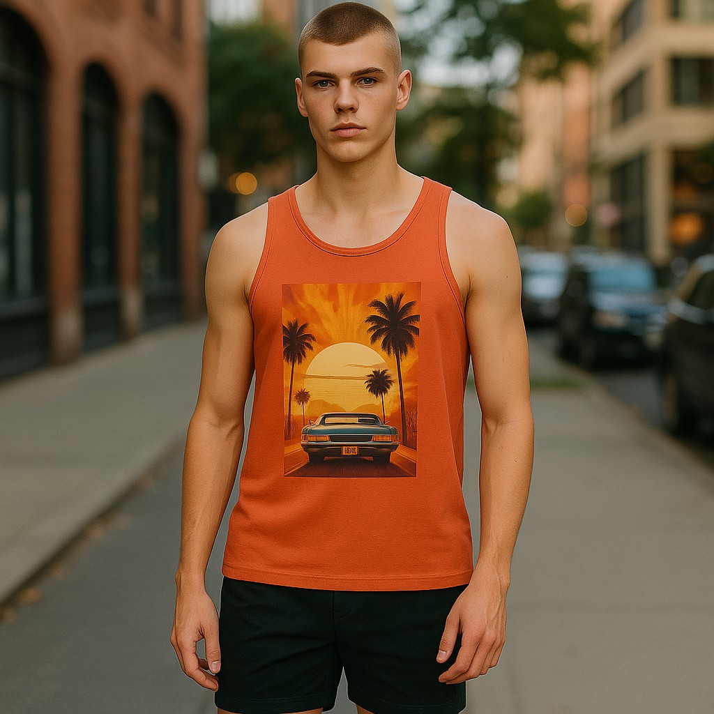 ๐
Retro Sunset Drive โ Menโs Premium Tank Top