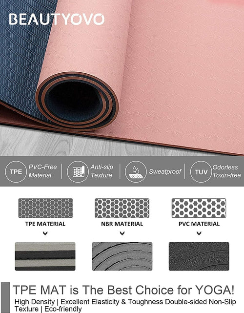 Load image into Gallery viewer, Yoga Mat with Strap, 1/3 Inch Extra Thick Yoga Mat Double-Sided Non Slip, Professional TPE Yoga Mats for Women Men, Workout Mat for Yoga, Pilates and Floor Exercises
