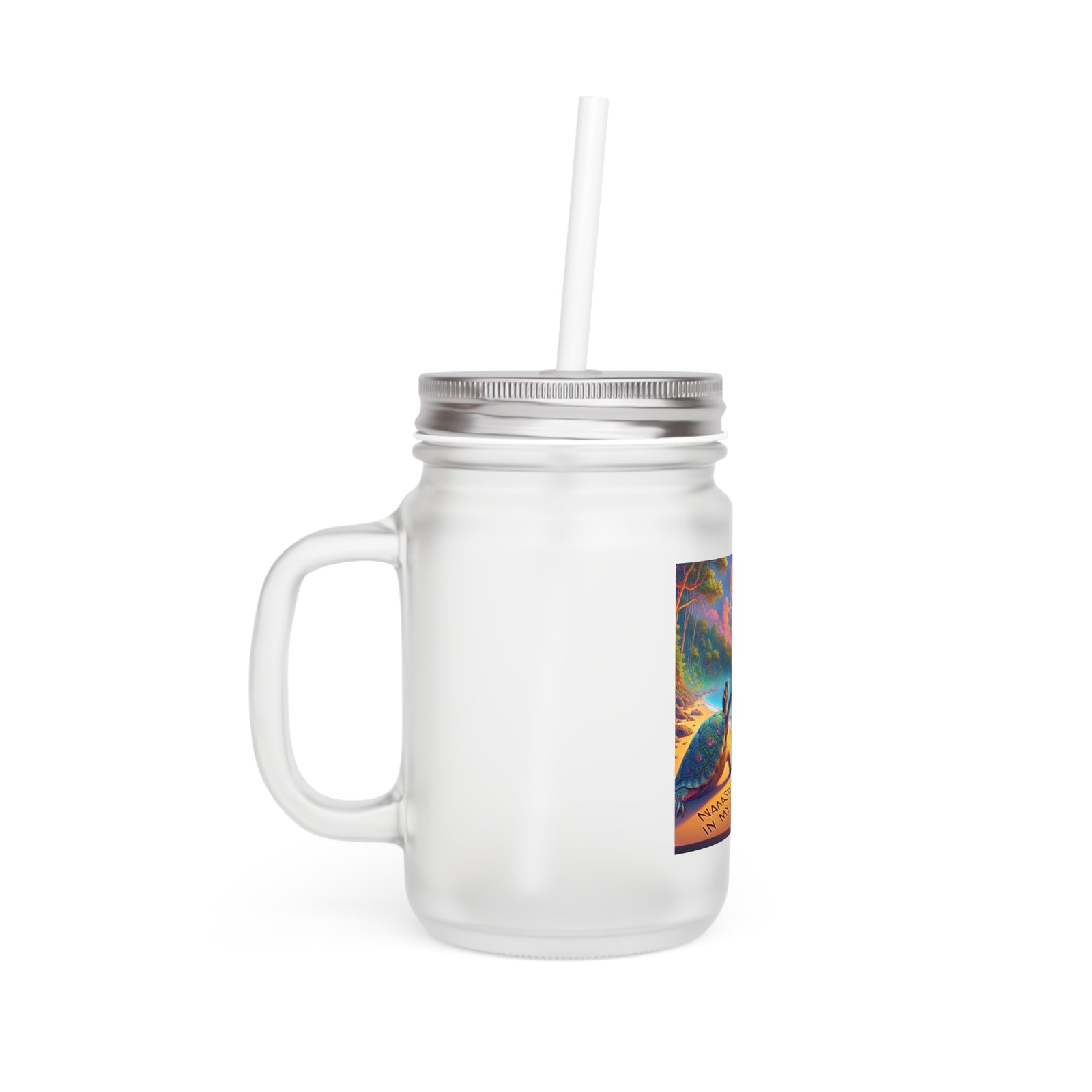 "Namaste Stay in My Lane" - Beach Vibes Mason Jar with Straw