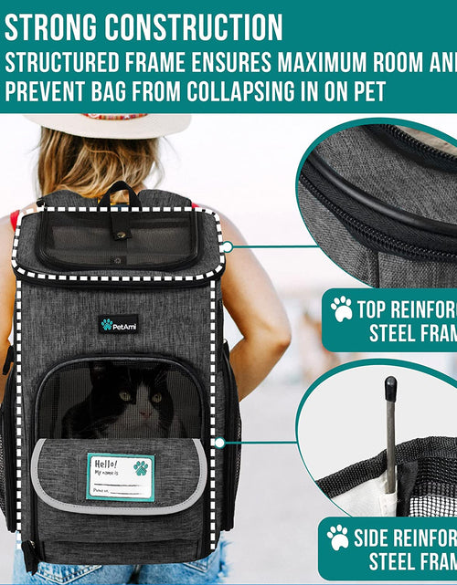 Load image into Gallery viewer, Dog Backpack Carrier, Airline Approved Cat Backpacks for Carrying Small Large Cats, Pet Carrier Back Pack, Ventilated Soft Sided Dog Cat Bookbag for Travel, Hiking, Camping, Charcoal
