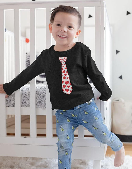 Load image into Gallery viewer, Boys Valentines Day Shirt Red Hearts Tie Toddler Kids Long Sleeve T-Shirt
