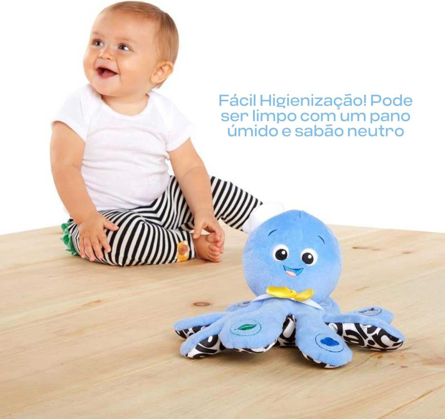 Octoplush Musical Huggable Stuffed Animal Plush Toy, Learn Colors in 3 Languages, Blue, 11" Age 3 Month and Up,