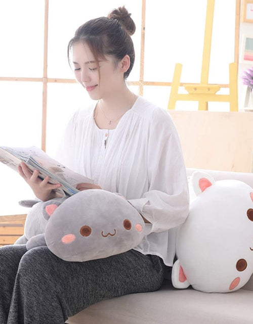 Load image into Gallery viewer, Cat Stuffed Animals, Soft Cat Plush Pillow Kitten Stuffed Animal Toy Gifts for Kids (Grey round Eyes, 19.6&quot;)
