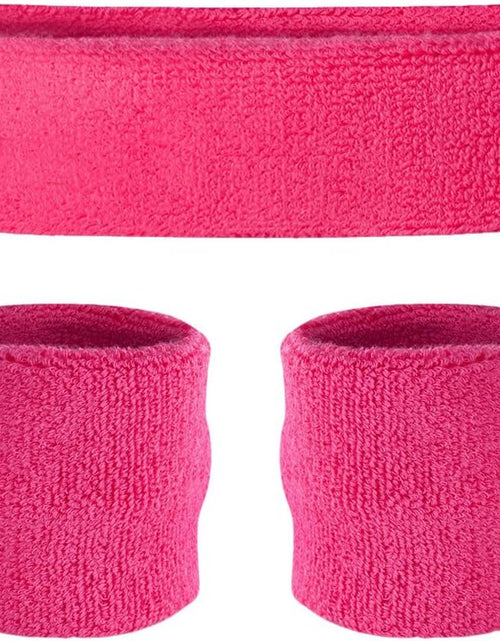 Load image into Gallery viewer, Sweatbands (Headband Wristband Set) - Terry Cloth Athletic Sweat Bands for Basketball, Tennis, Working Out, Gym
