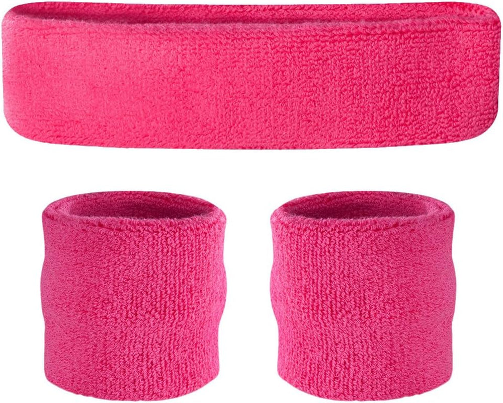 Sweatbands (Headband Wristband Set) - Terry Cloth Athletic Sweat Bands for Basketball, Tennis, Working Out, Gym