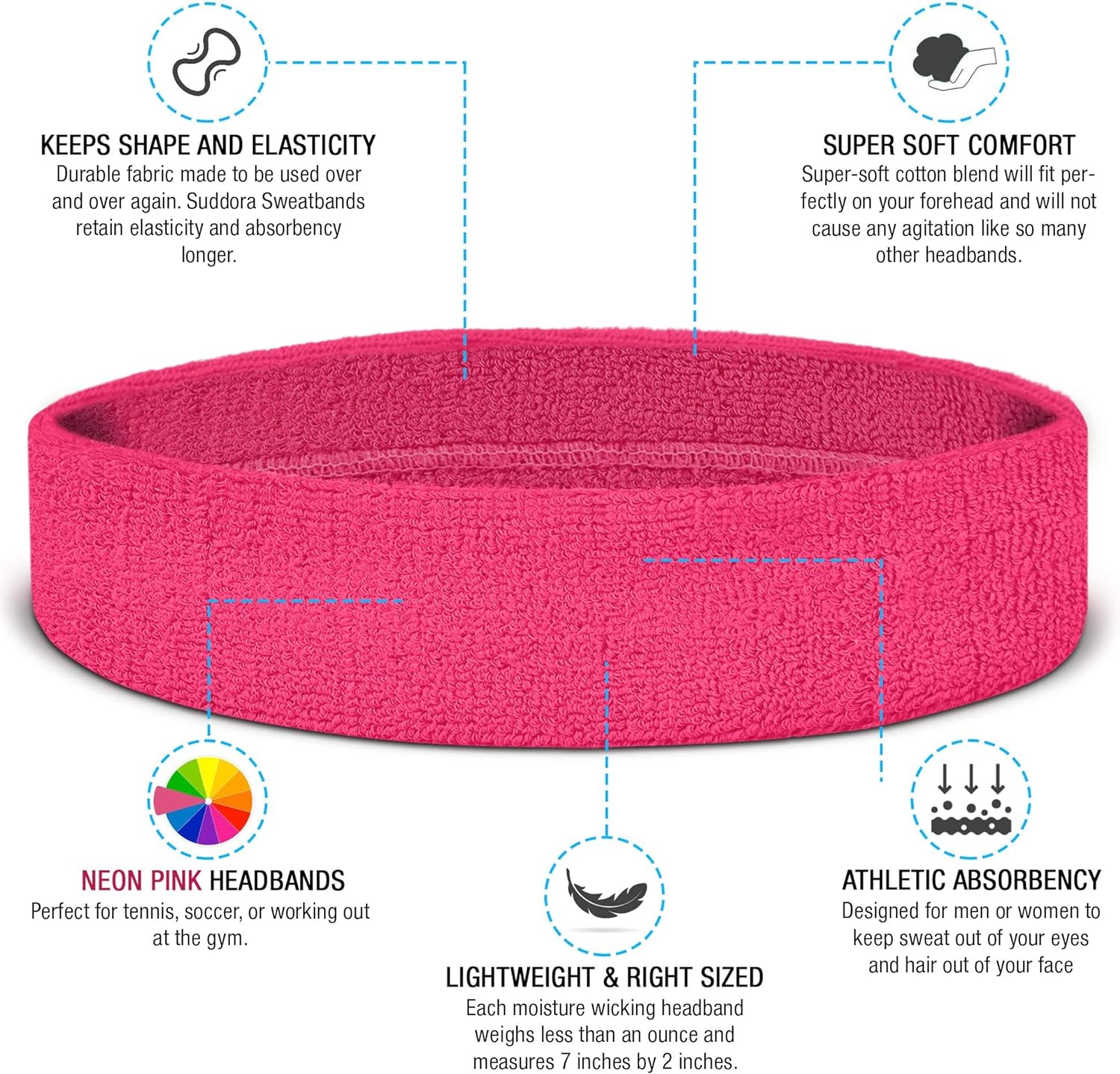 Sweatbands (Headband Wristband Set) - Terry Cloth Athletic Sweat Bands for Basketball, Tennis, Working Out, Gym