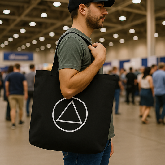 🖤 Recovery Symbol Black Tote Bag – Bold, Minimal, Empowered