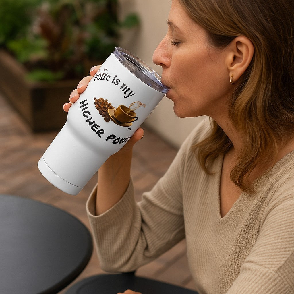 "Coffee is My Higher Power" - Travel mug with a handle