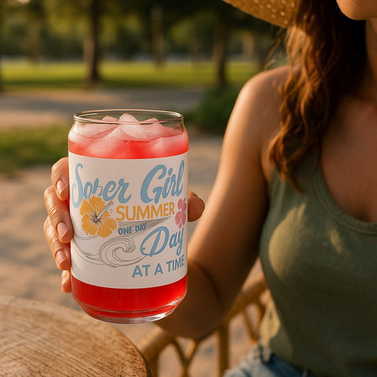 🌸 Sober Girl Summer – Can-Shaped Glass (16 oz)