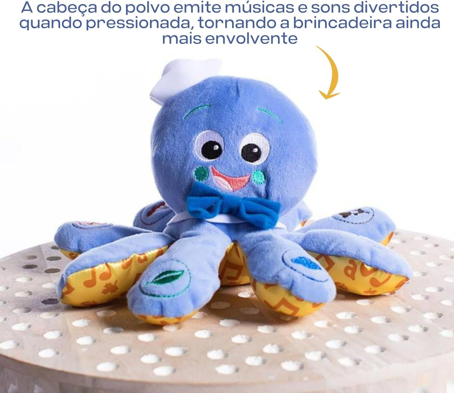 Octoplush Musical Huggable Stuffed Animal Plush Toy, Learn Colors in 3 Languages, Blue, 11" Age 3 Month and Up,