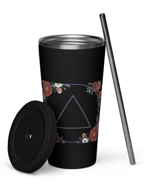 Cargar imagen en el visor de la Galería, AA Flower Garland - Insulated tumbler with a straw
