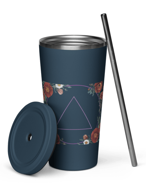 Cargar imagen en el visor de la Galería, AA Flower Garland - Insulated tumbler with a straw

