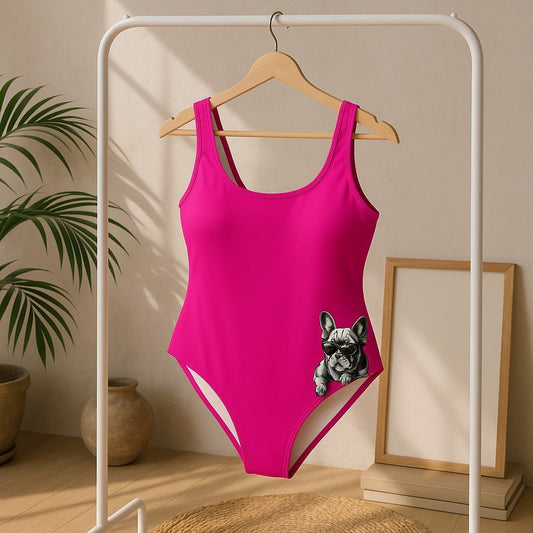 Hot Pink Frenchie Vibes One-Piece Swimsuit 🐾🌊