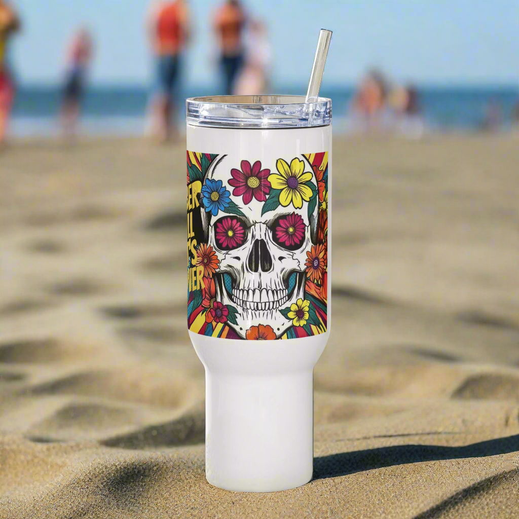 💀 Sober Till It’s Over – Floral Skull Mega Mug